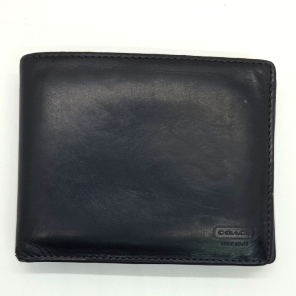 Vintage Coach Black Leather Bi-Fold Wallet